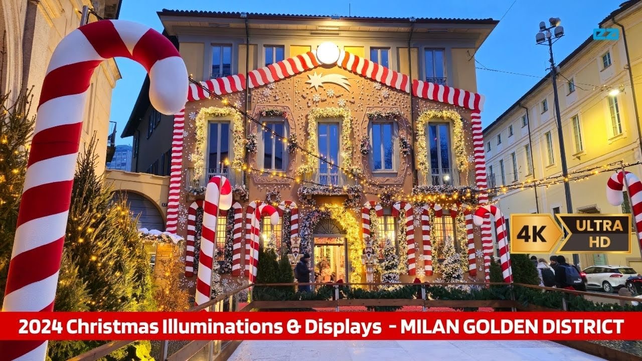 MILANO 2024 Christmas Walk - Golden District - Luminaria Natale - MONTENAPOLEONE WINDOW SHOPPING 4K