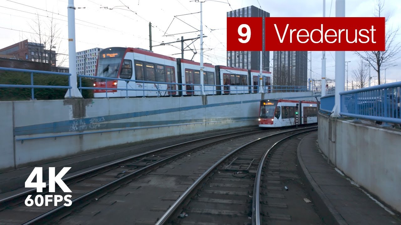 Heavy traffic | 🚊 HTM Line 9 | 4K Tram Cabview | 🇳🇱 The Hague | Siemens Avenio