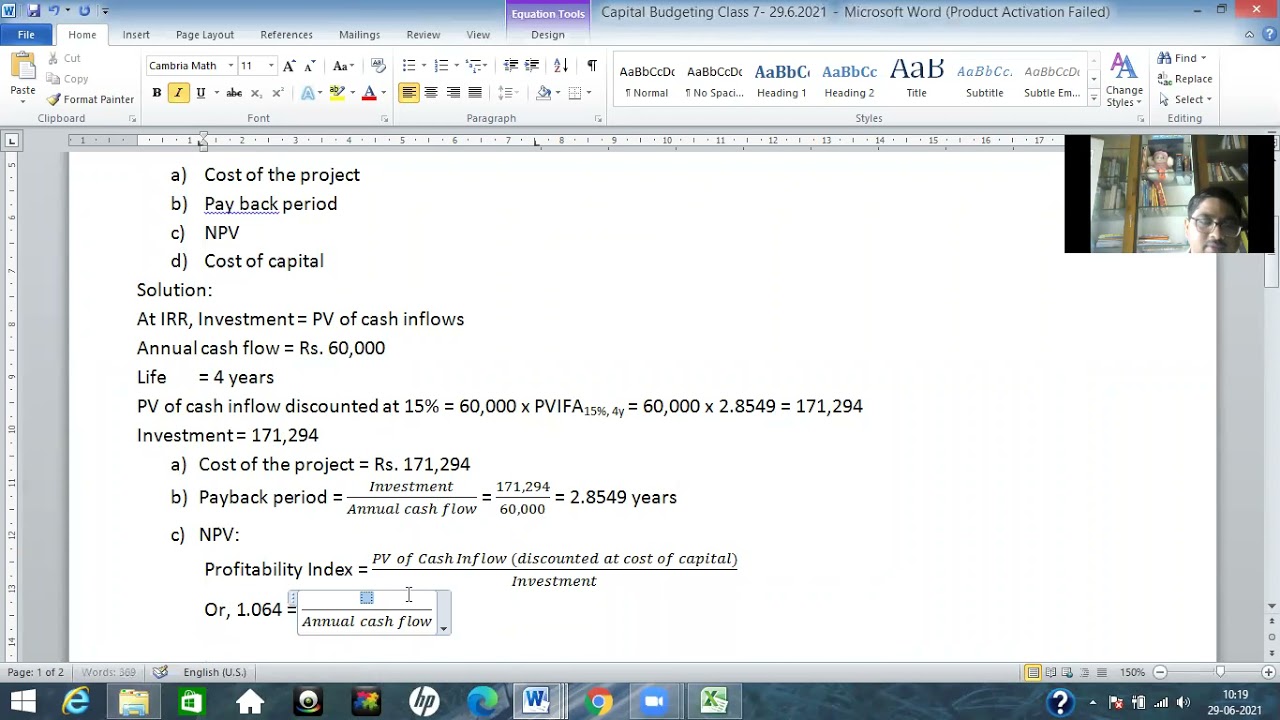 Capital Budgeting Class 7