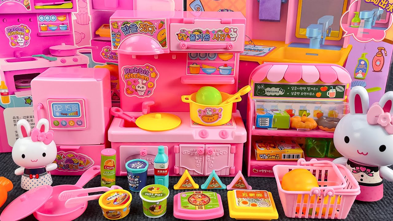 Kitchen Playset Unboxing Cute Pink Rabbit Kitchen Set Play Cooking Collection TOY PLAYSET ASMR
