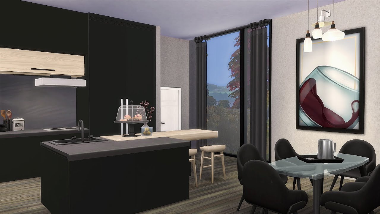 MODERN HOUSE WITH DARK INTERIOR  | THE SIMS 4 | NO CC | Stop-motion