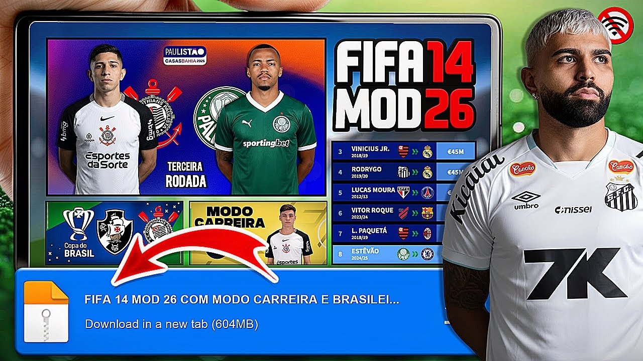 ✅ FIFA 14 MOD 26 ANDROID 14, 15 & 16 COM MODO CARREIRA ATUALIZAÇÃO E GAMEPLAY 🚀