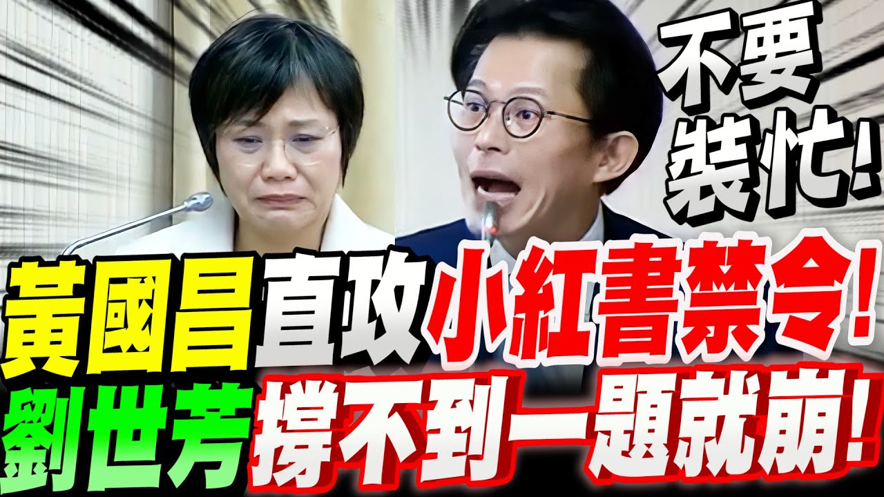 【全字幕】劉世芳出大包了！黃國昌直攻小紅書禁令原因！內政部長劉世芳竟撐不到一題就崩了！一問就倒！全場譁然！立法院質詢內政部長