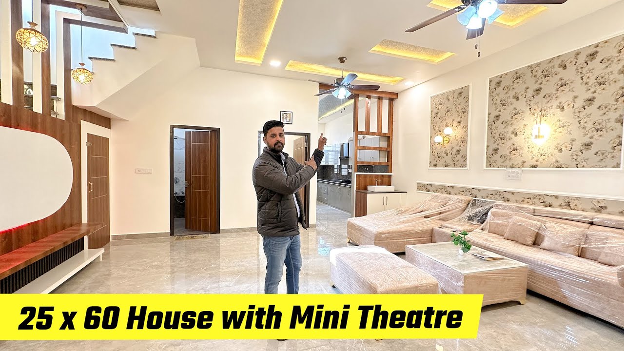 25 by 60 - 166 GAJ independent House Design with mini theatre #AR1340
