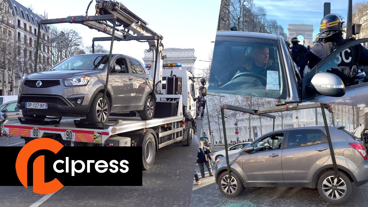 Convoi de la liberté : la police retire les voitures des Champs-Élysées (12 février 2022, Paris)[4K]