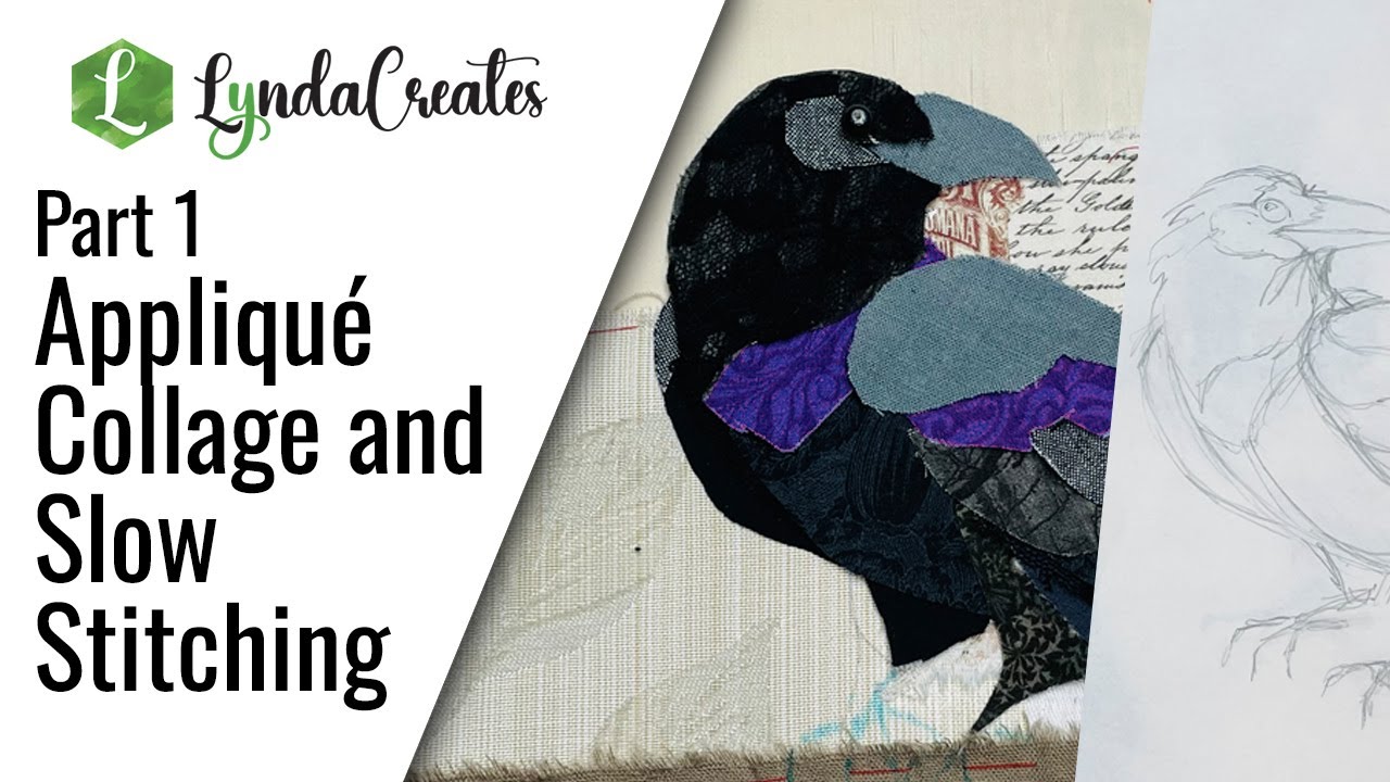 How to Create a Fabric Collage Raven, Easy Applique + Hand Stitching with Thrifted Textiles - Part 1
