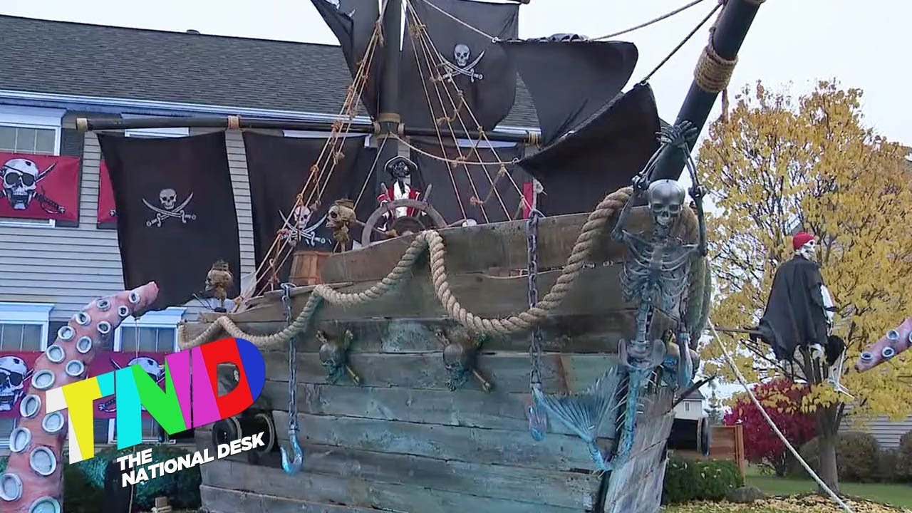 Man builds pirate ship display for Halloween