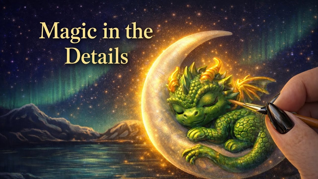 Resin Baby dragon: Northern lights painting!