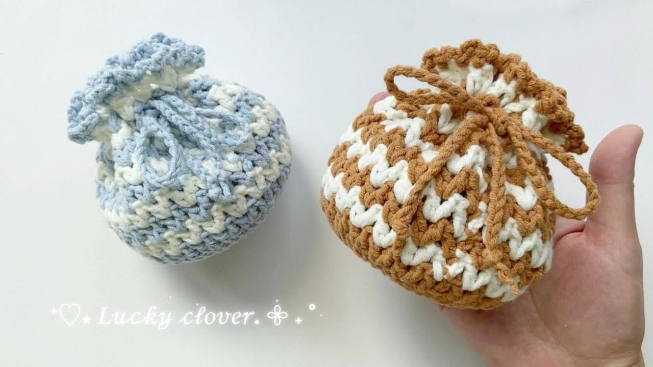 How to Crochet Drawstring bag｜Easy Crochet Tutorial for Beginner｜Bag crochet Tutorial