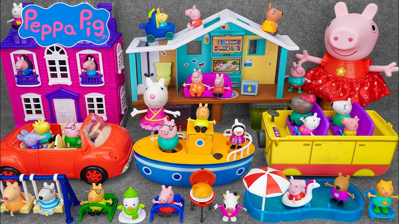 Peppa Pig ASMR | Satisfying with Unboxing Cute Peppa Pig Amusement Park and Cute Pink House
