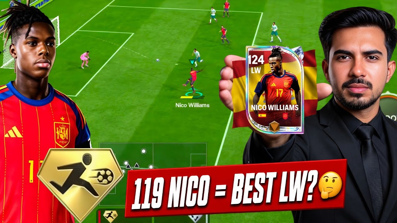 119 OVR Nico Williams Review After Max Rank! 🤯 Best LW? | FC Mobile