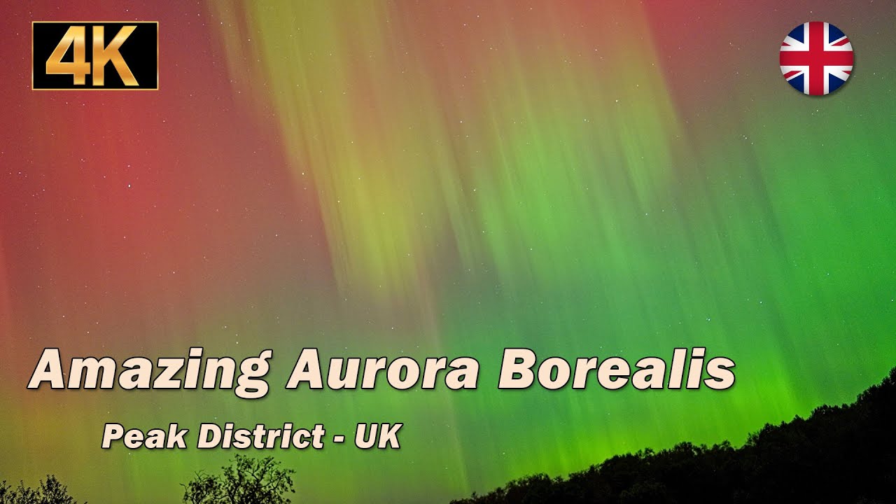 Amazing Aurora Borealis display in the Peak District, UK.