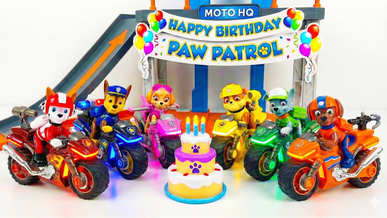 PAW Patrol Moto Pups Birthday Celebration! Moto Pups Toys Unboxing - PAW Patrol | Toys Pretend Play