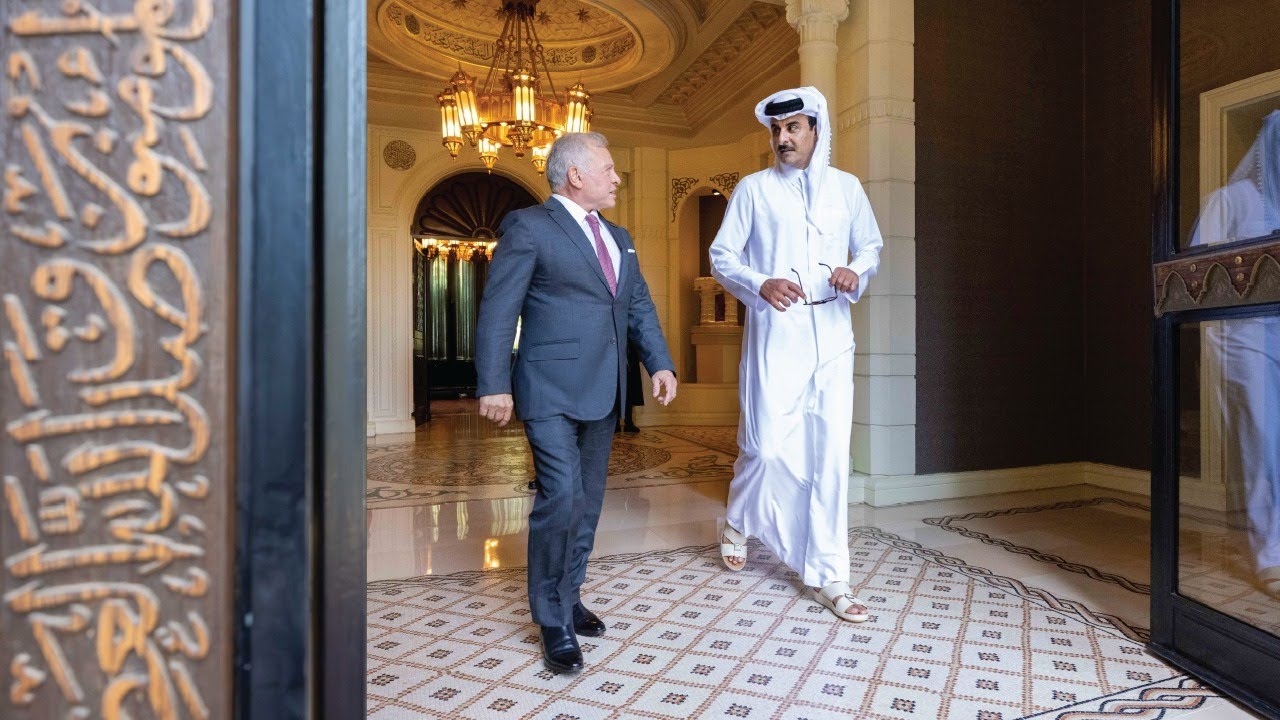 من استقبال جلالة الملك عبدالله الثاني لسمو الشيخ تميم بن حمد آل ثاني أمير دولة قطر