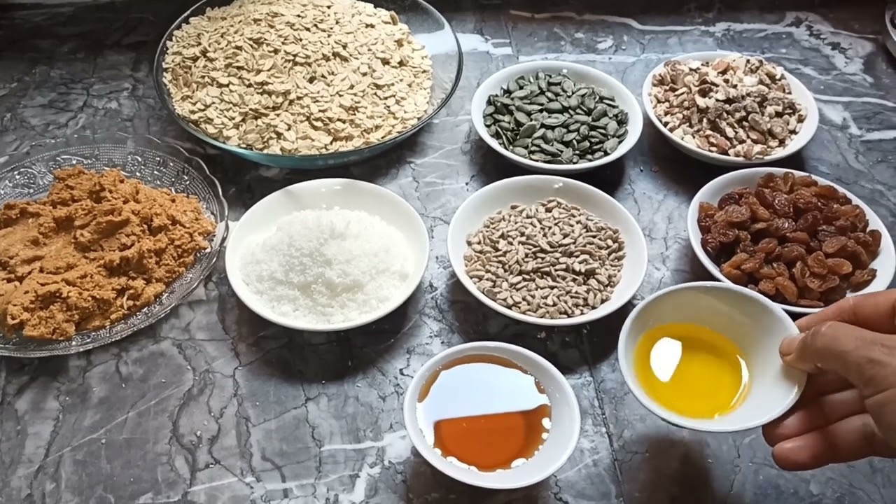 حليب الشوفان منزلي👍👍زبدة الفول السوداني 😋🤩جرانولا صحية🥰🥰😋😍