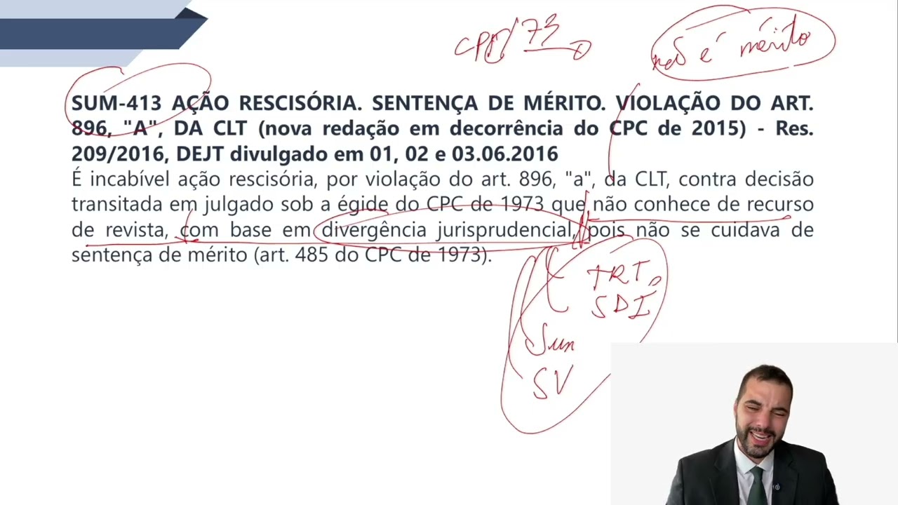 Súmula 413 TST - ação rescisória e divergência jurisprudencial