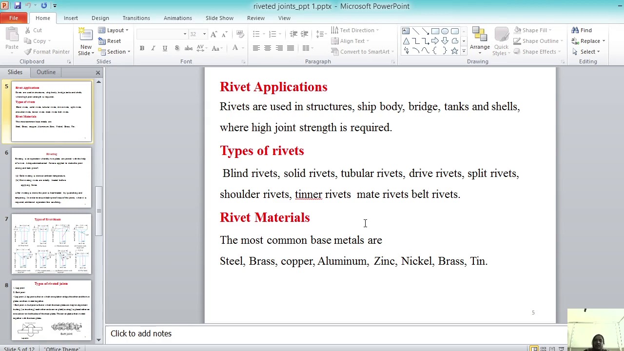 VTU 18ME52 M4 Riveted Joint Session 1