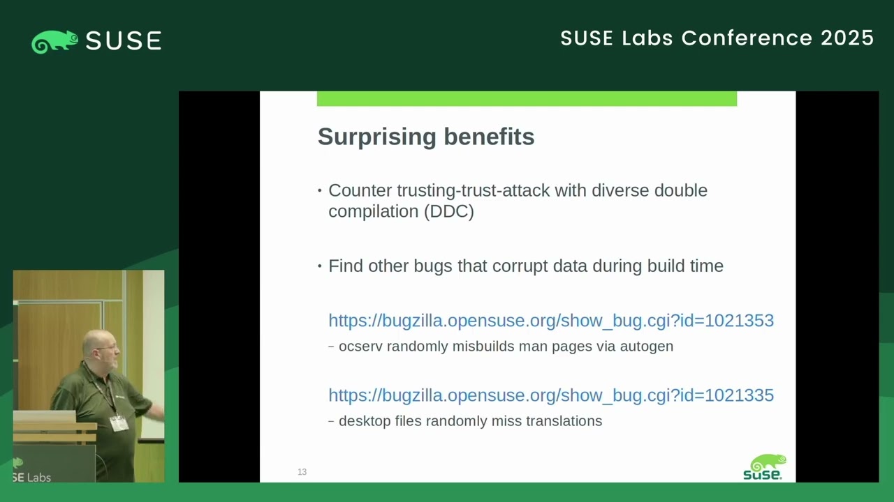 Fridrich Strba: Reproducible builds in openSUSE and SLFO: Why, how and where we are at