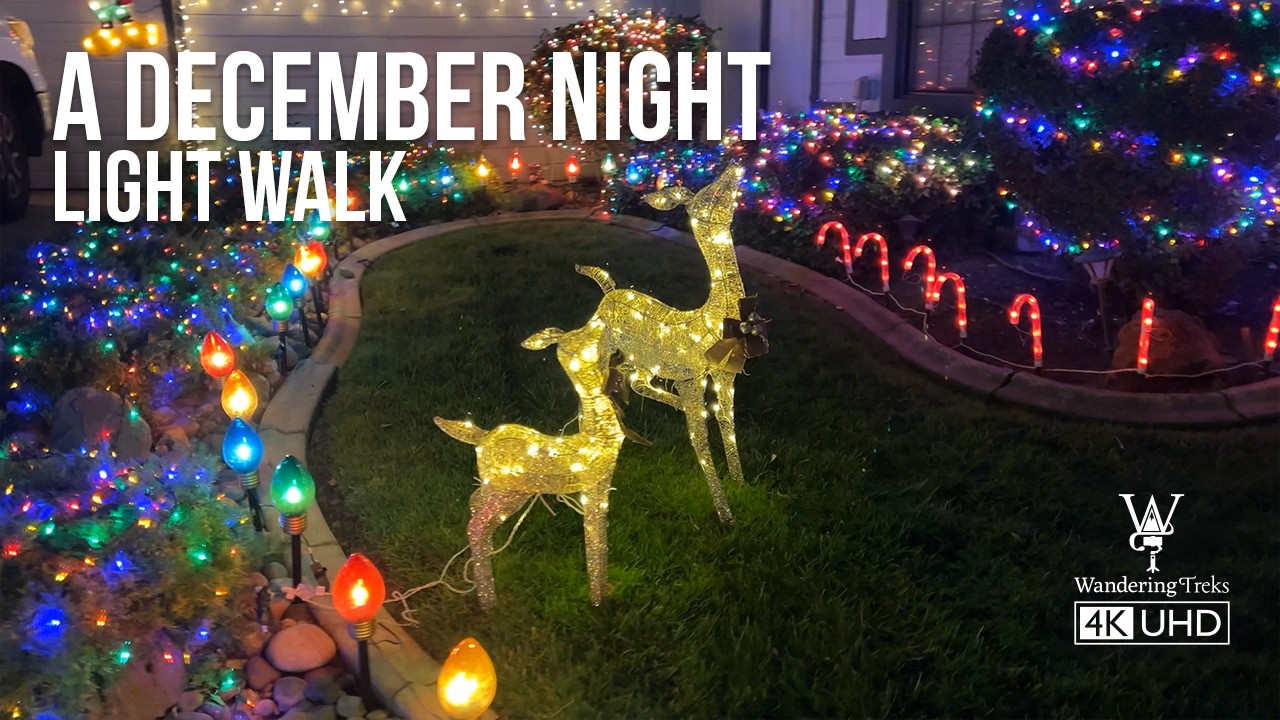 Christmas Lights Walk in Suburban California 🎄 | Peaceful 4K Walk with Ambient Sounds & Music