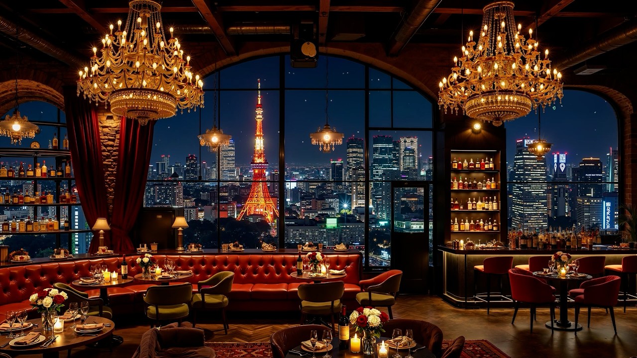 Tokyo Night Jazz lounge ~ Soft Jazz Saxophone Instrumental in Cozy Bar Ambience for Relax and Sleep