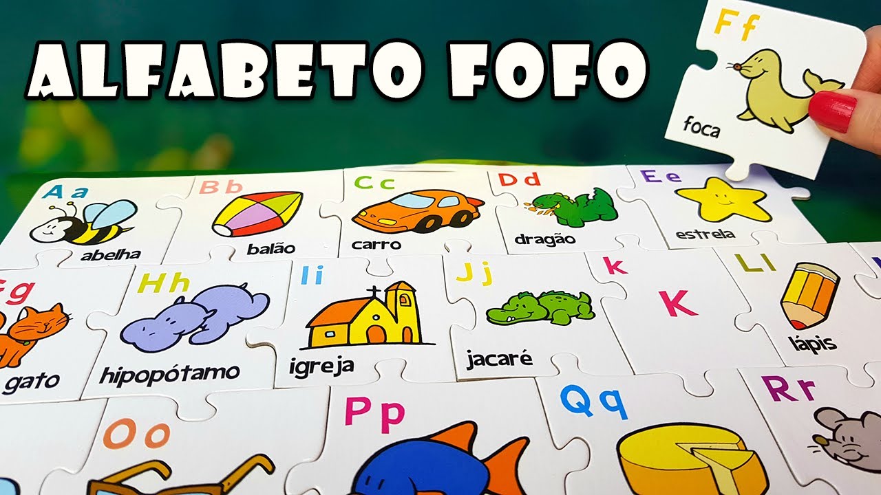 Montando Quebra Cabeça Do Alfabeto Com Figuras Divertidas