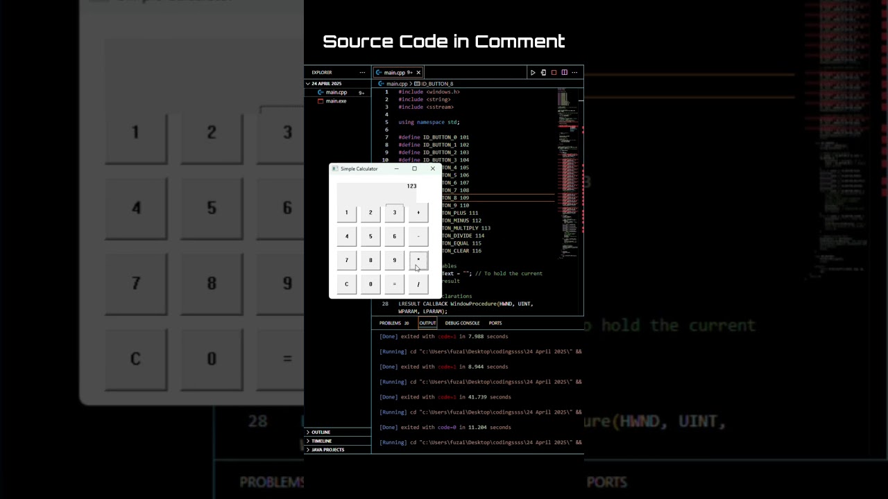 Calculator Code Unleashed! #CodeMagic #ViralShorts #1000Subs #CPlusPlus #WinDev