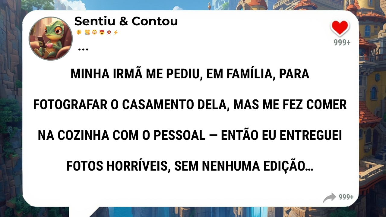 A minha irmã me contratou como fotógrafa para o casamento luxuoso dela, mas me obrigou a comer na...