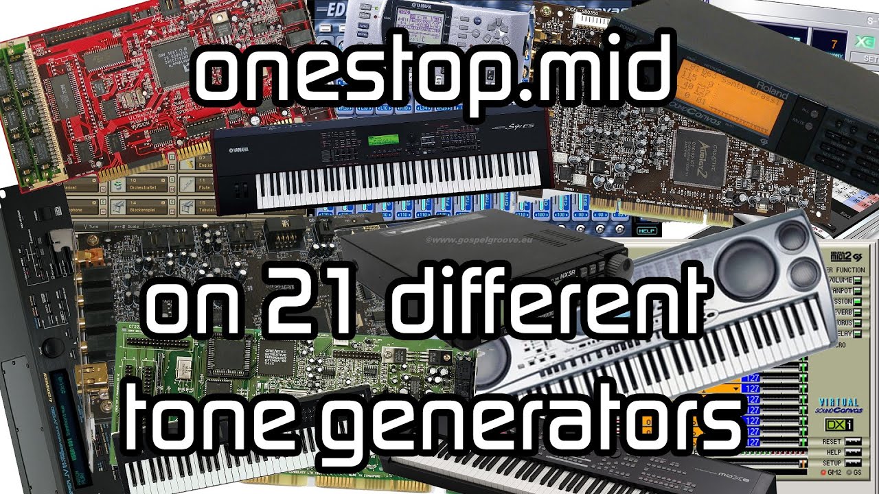 OneStop.mid played on 21 different tone generators