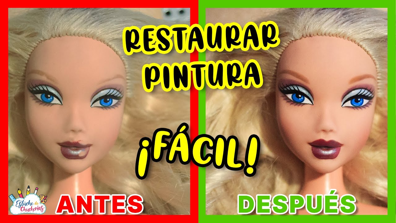 Como RESTAURAR  PINTURA de MUÑECA BARBIE súper FÁCIL   con materiales de la PAPELERÍA Toy  Studio