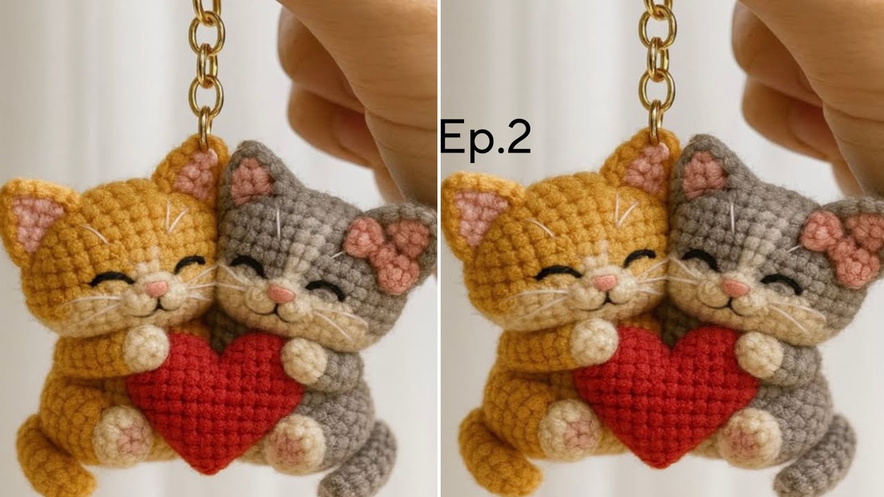 Crochet Cat Keychain For Beginners||Crochet Cat Amigurumi Keychain|| Crochet Cat Keychain Tutorial