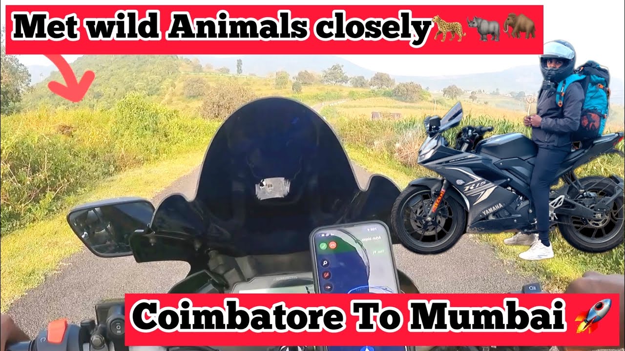 Coimbatore to Mumbai ride in R15 🚀| Met forest animals closely 😳⚠️| Motovlog | Tamil