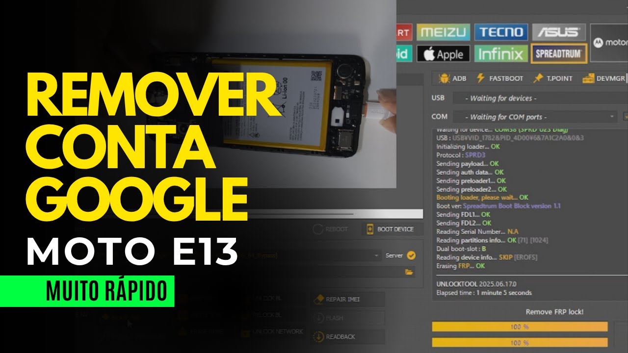 Remover conta google Moto E13, Desbloquear conta google Motorola, Test point unlocktool