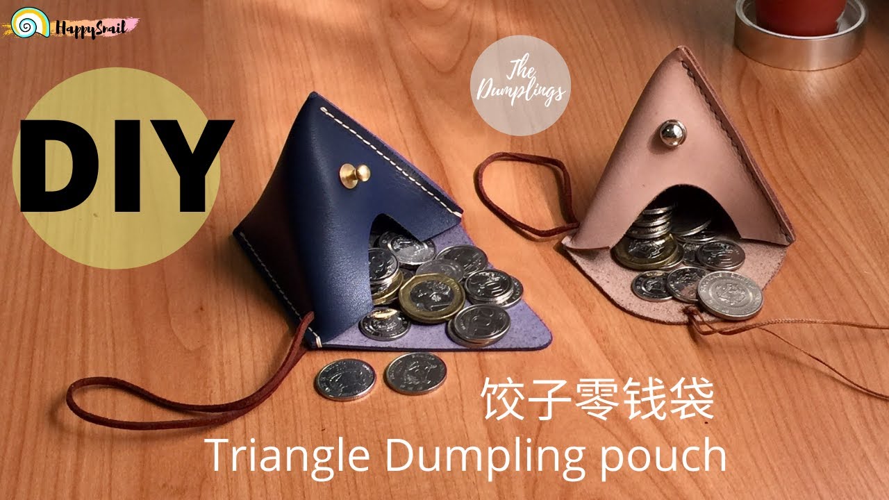 ✅ How to Make a Leather coin Pouch | Dumpling Pouch | handsew Triangle Pouch. #leatherpattern