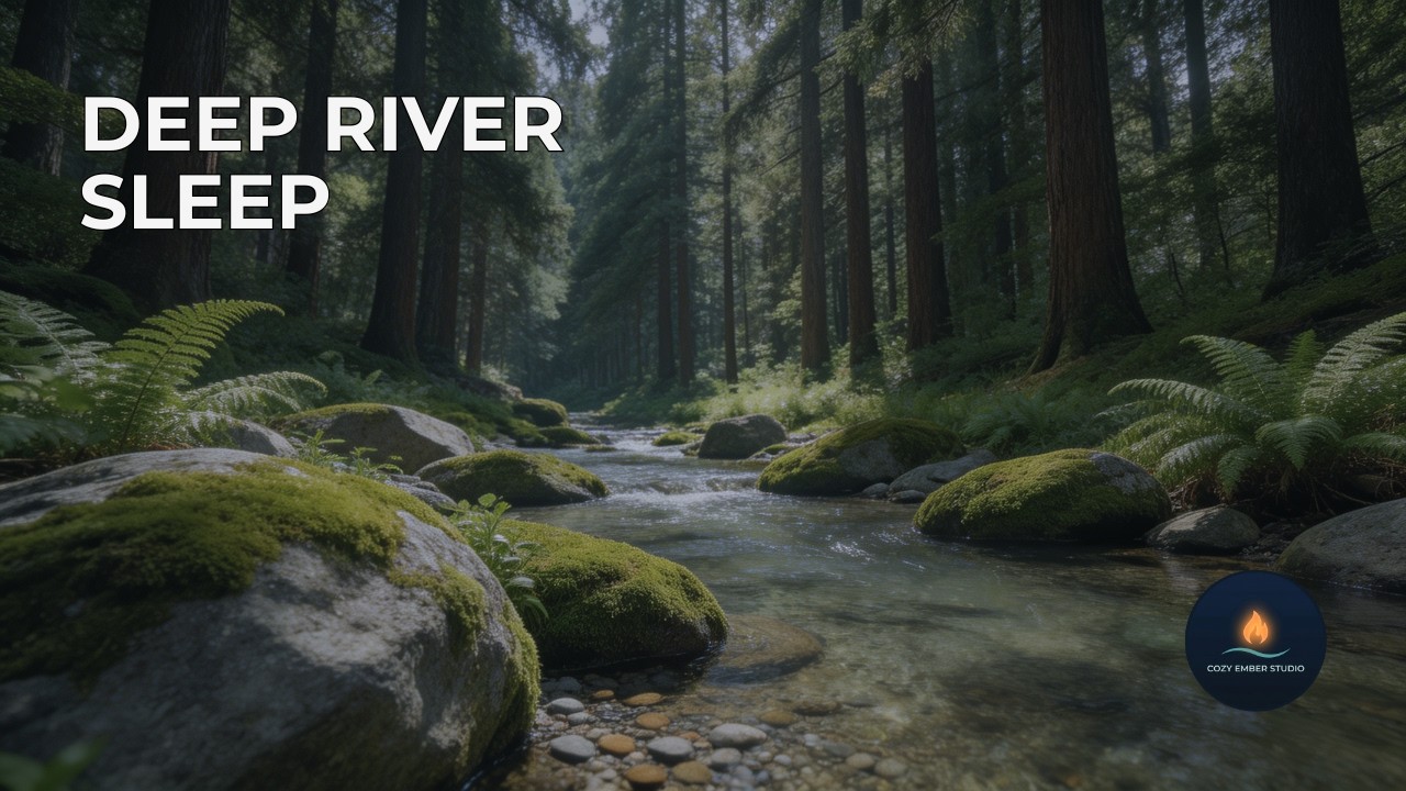 Deep River Sleep 🌙 Japanese Cedar Forest River Sounds for Sleep (8 Hours)