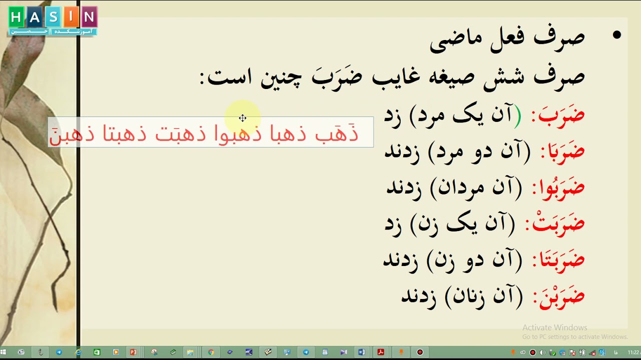 درس های صرف درس شانزدهم (فعل ماضی قسمت دوم)- ا. سید شریف احمد حصین Arabic Grammar | Past tense |