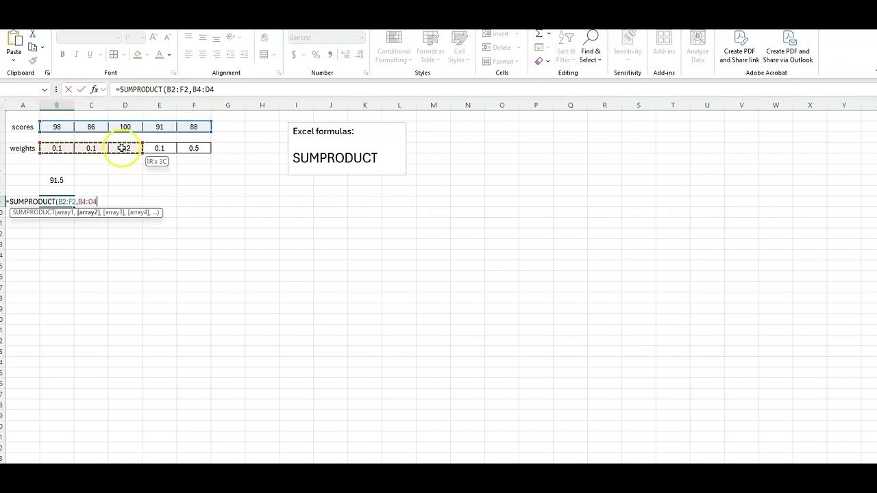 Excel Formulas: SUMPRODUCT