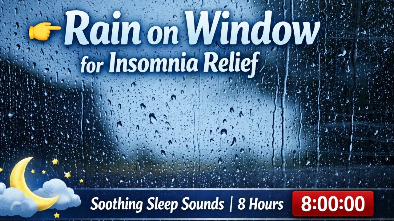 Rain on Window for Insomnia Relief | Soothing Sleep Sounds | 8 Hours