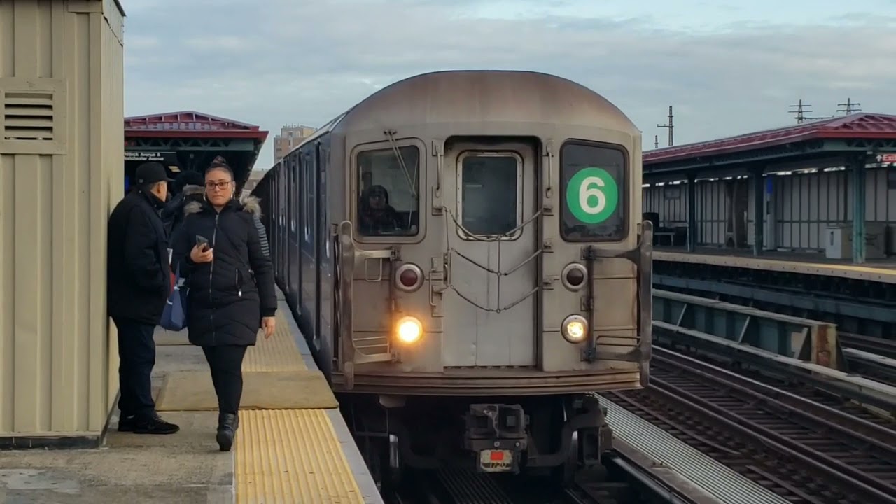MTA NYCT - IRT Pelham Line - 6 Local + Express trains at Whitlock & Elder Aves AM Rush Hr - 1/27/20
