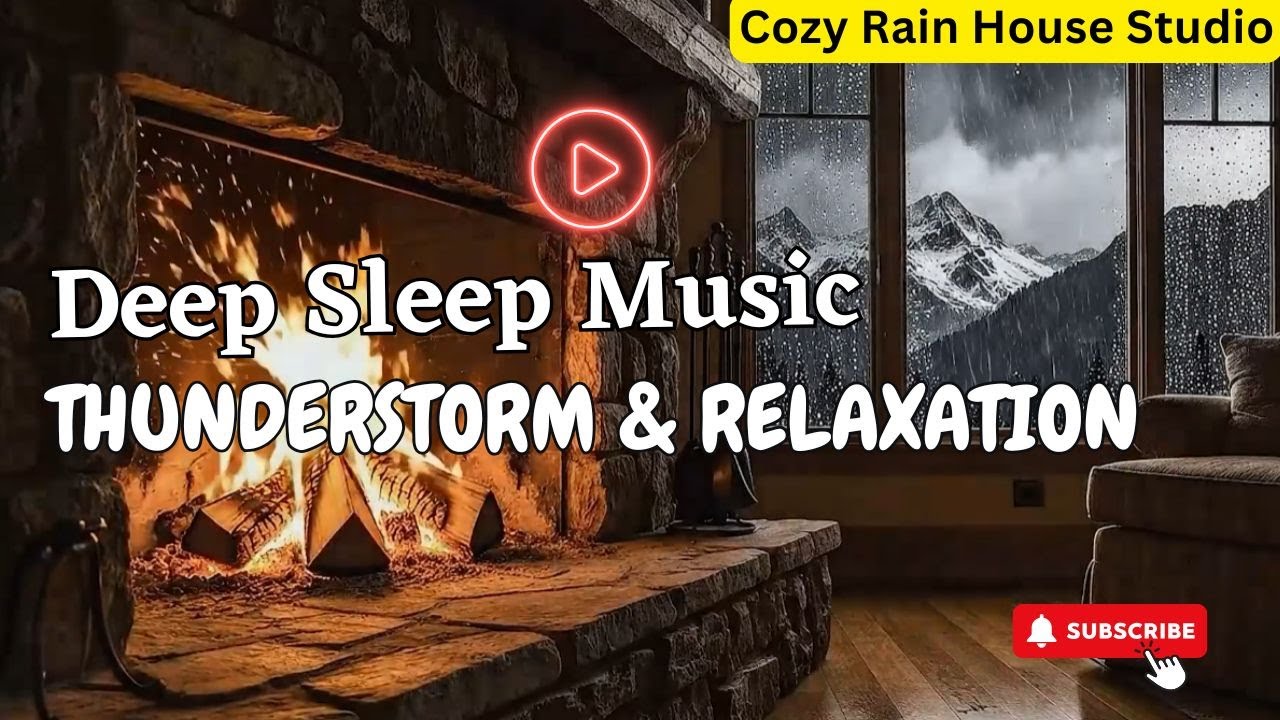 8 Hour Heavy Rain & Fireplace with Realistic Thunder | Deep Sleep Ambience for Insomnia and Stress