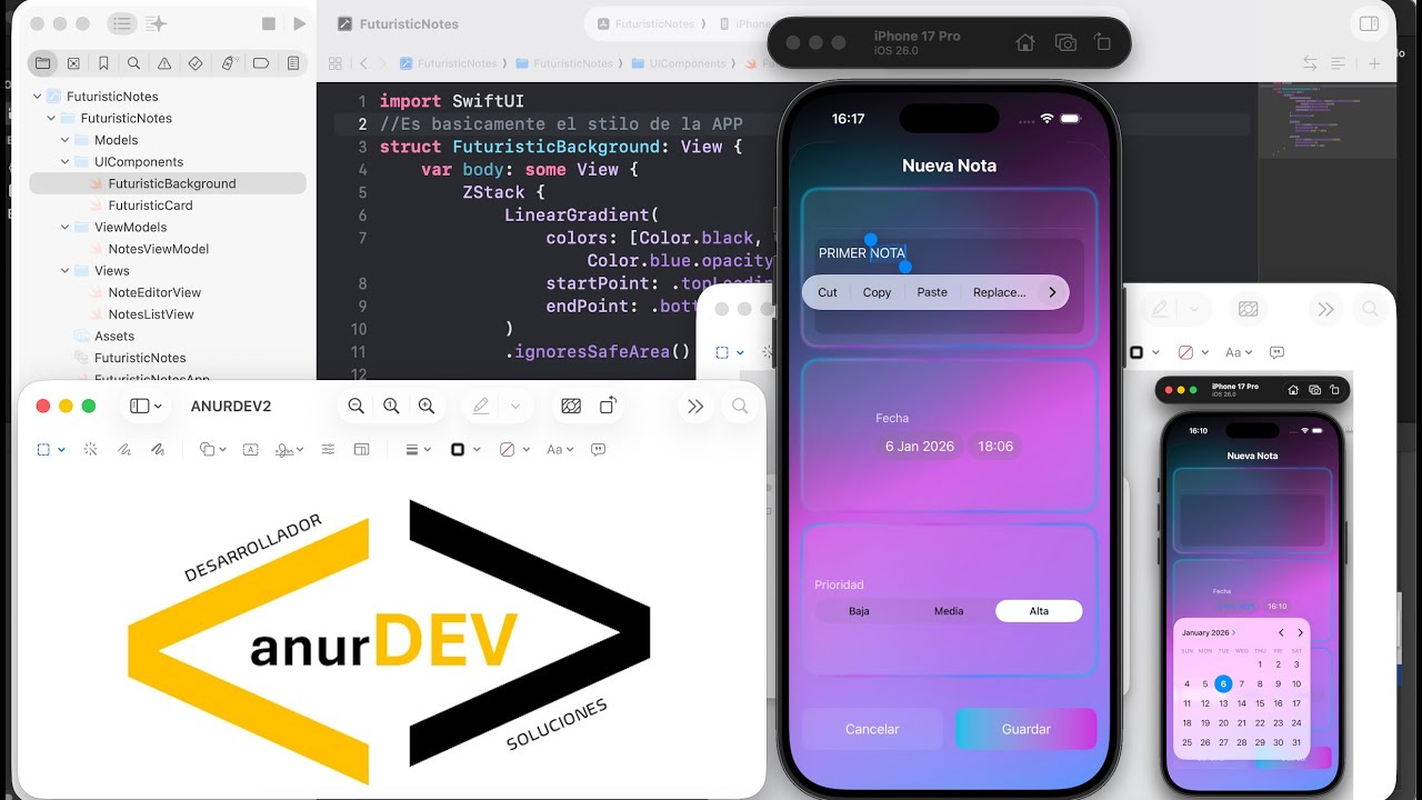 ANURDEV  |  APP DE NOTAS FUTURISTAS EN XCODE  |  SWIFT IOS PROGRAMING 004