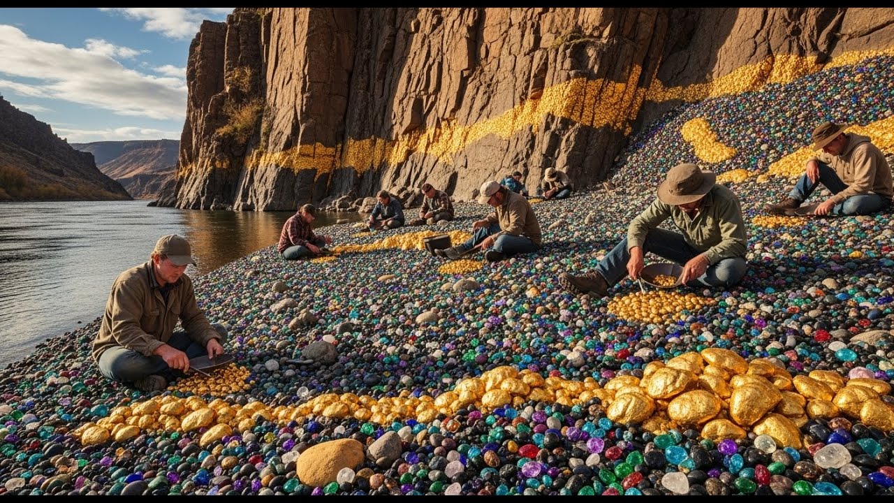 Unbelievable Gold Mining Discovery Rare Gems Found Flowing in the River.