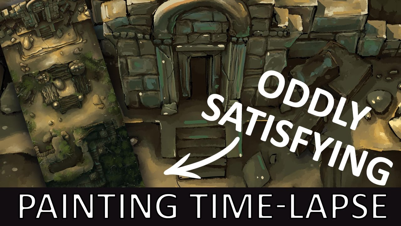Painting Time-Lapse - Forgotten Temple Battle Map by Domille's Wondrous Works