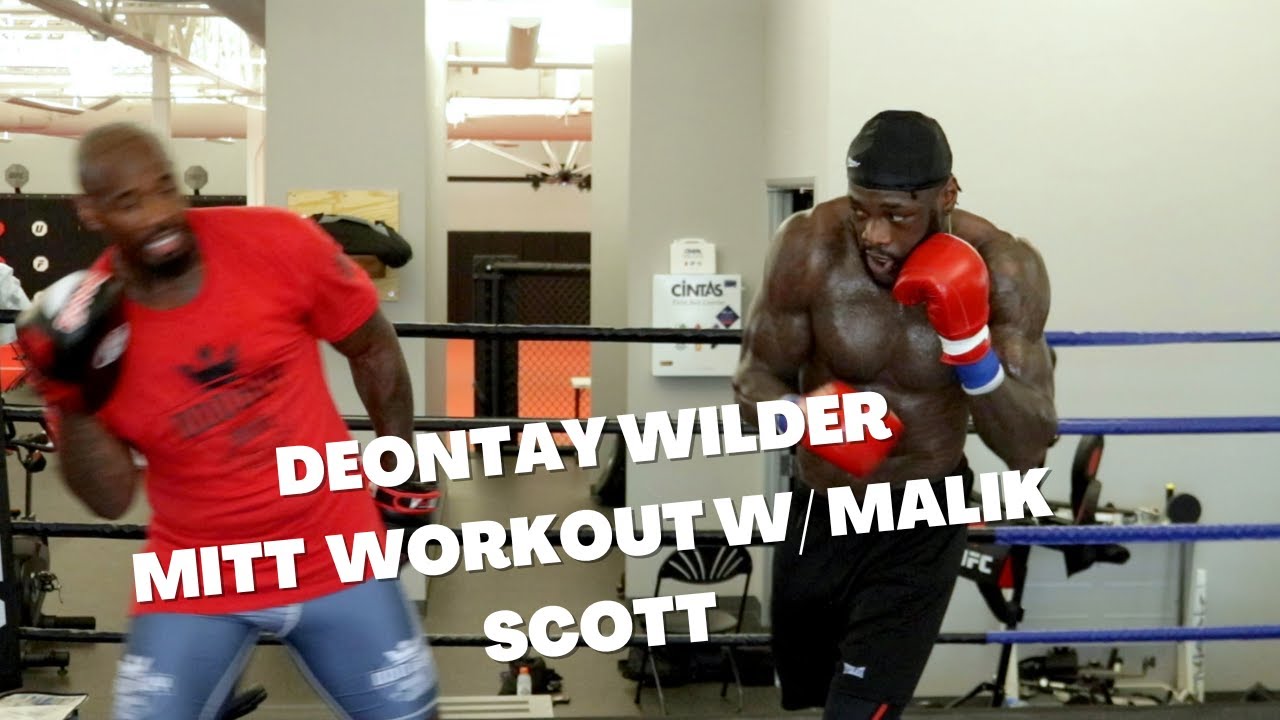 DEONTAY WILDER LANDING HARD PUNCHES MITT TRAINING W/ MALIK SCOTT #WilderHelenius #heavyweightboxing