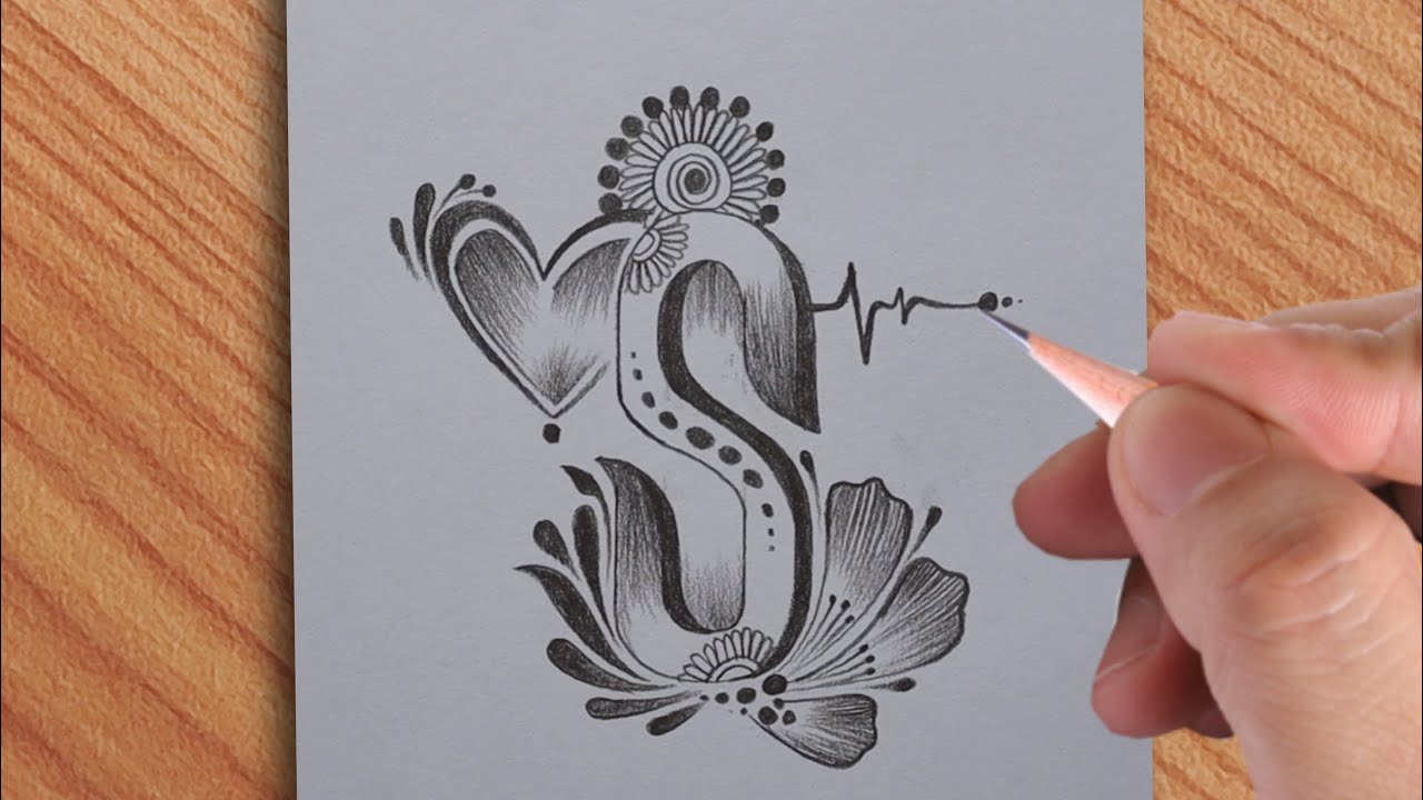 How to make S letter tattoo drawing with pencil  || amazing pencil letter art video