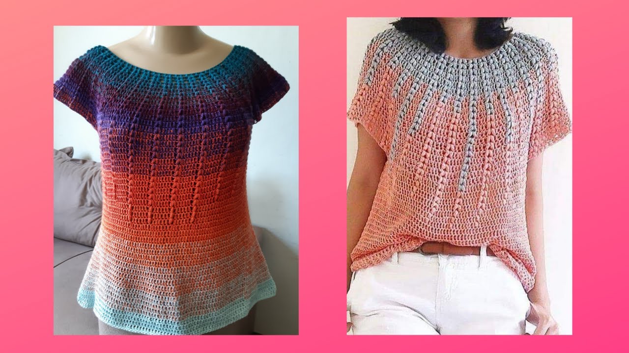 Blusa top down de crochê