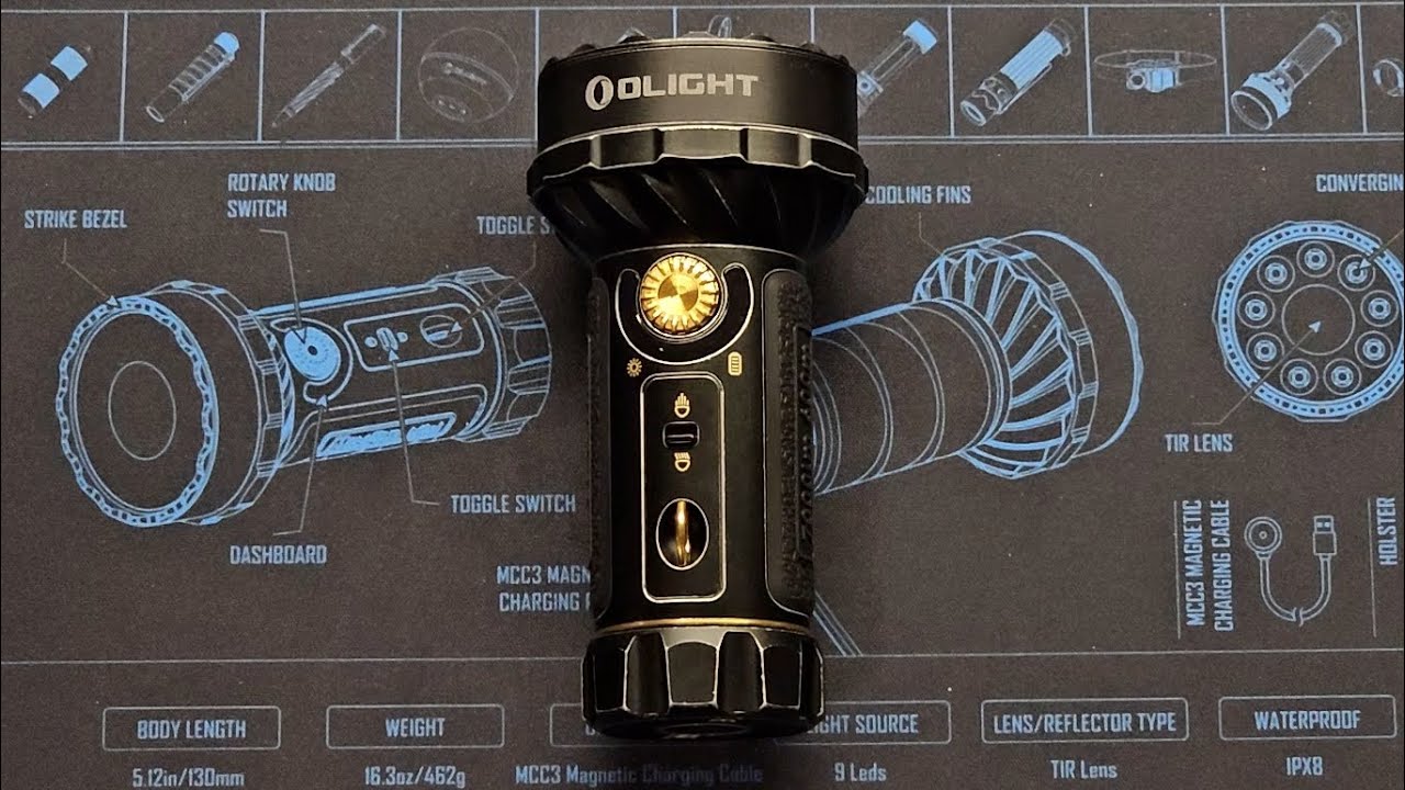 Olight Marauder Mini Black Stonewash Flashlight Unboxing