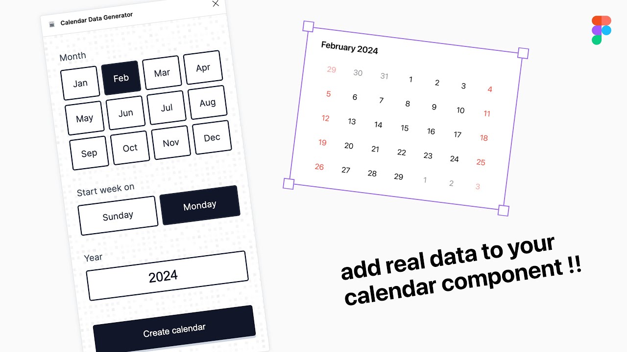 Add real dates to calendars in Figma