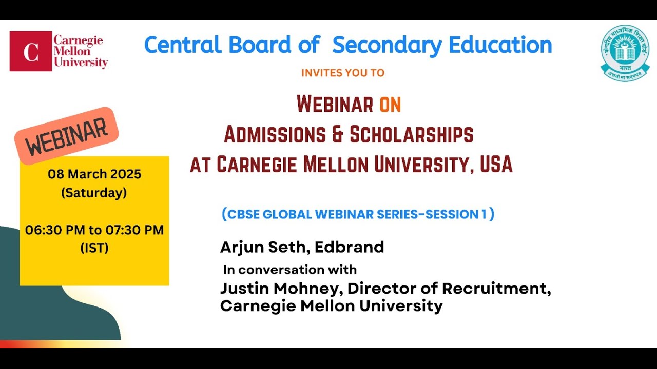 Webinar on Admissions & Scholarships at Carnegie Mellon University, USA
