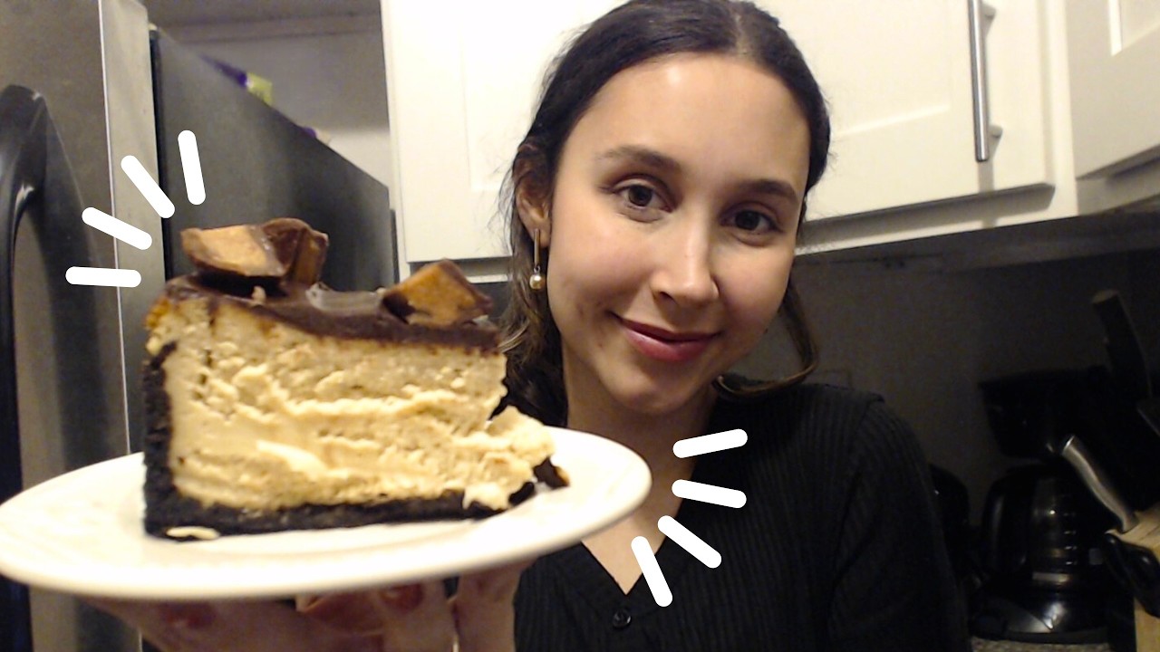 ASMR Baking A Peanut Butter Chocolate Cheesecake (Up Close Whisper Voiceover, Baking Sounds)