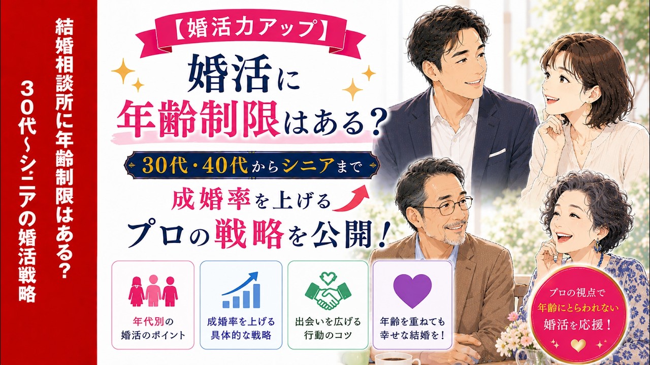 婚活に年齢制限はある？30代・40代からシニアまで、成婚率を上げるプロの戦略を公開！